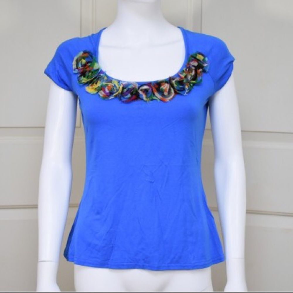 — Cottonade Paris — Blue Vimy Top w/ floral detail